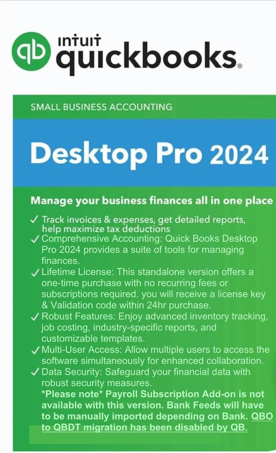 QuickBooks Desktop Pro 2024 USB | Lifetime Subscription | | For Windows PHYSICAL DELIVERY |