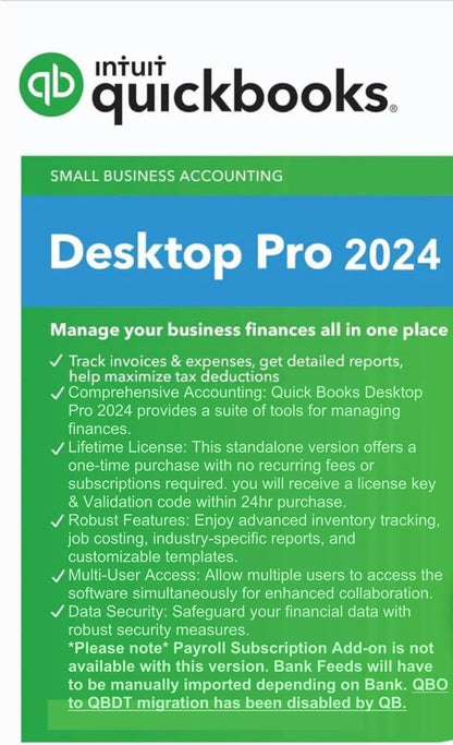 QuickBooks Desktop Pro 2024 USB | Lifetime Subscription | | For Windows PHYSICAL DELIVERY |